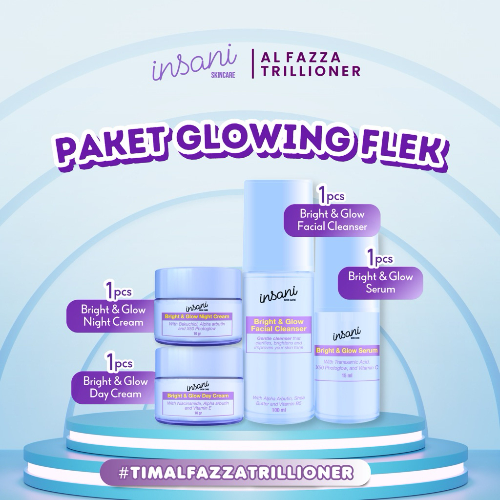 INSANI paket GLOWING FLEK (flek ringan, flek parah, wajah kusam, susah putih, bekas jerawat, sering 