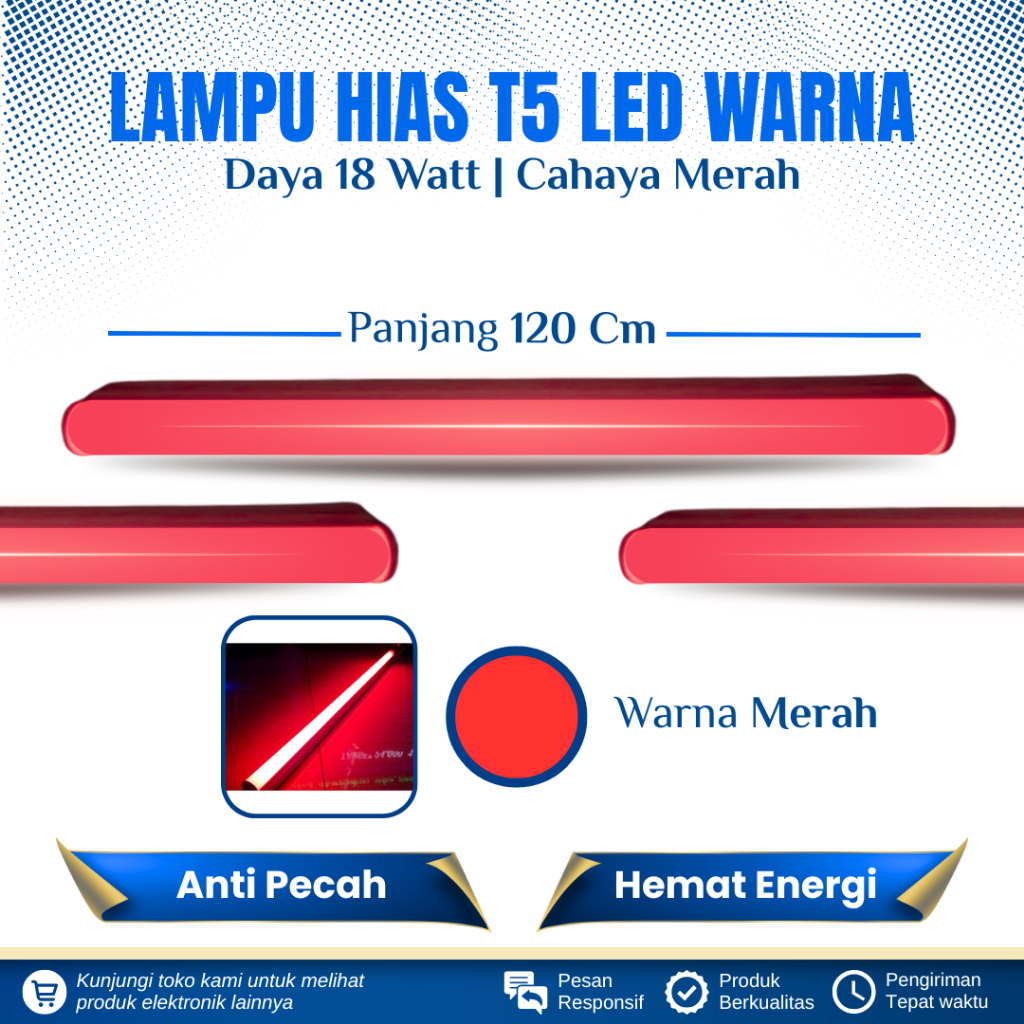 LAMPU TL NEON T5 LED 16 WATT 120 CM CAHAYA MERAH LAMPU HIAS/DEKORASI WARNA MERAH LAMPU T5 LED 16 WAT