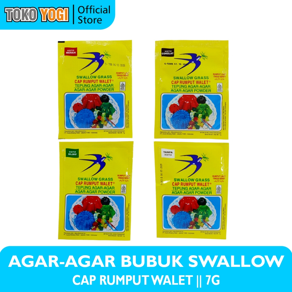 

SWALLOW GRASS CAP RUMPUT WALET TEPUNG AGAR AGAR 7g || VARIAN WARNA
