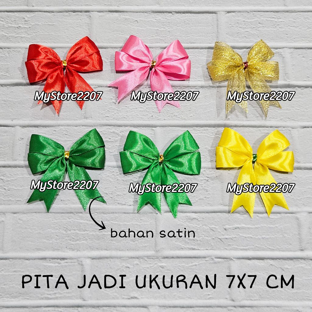 

PITA SATIN JADI SIAP PAKAI ukuran 7x7cm (7x7) cm (untuk Hampers, Bingkisan, Kado, Hiasan)
