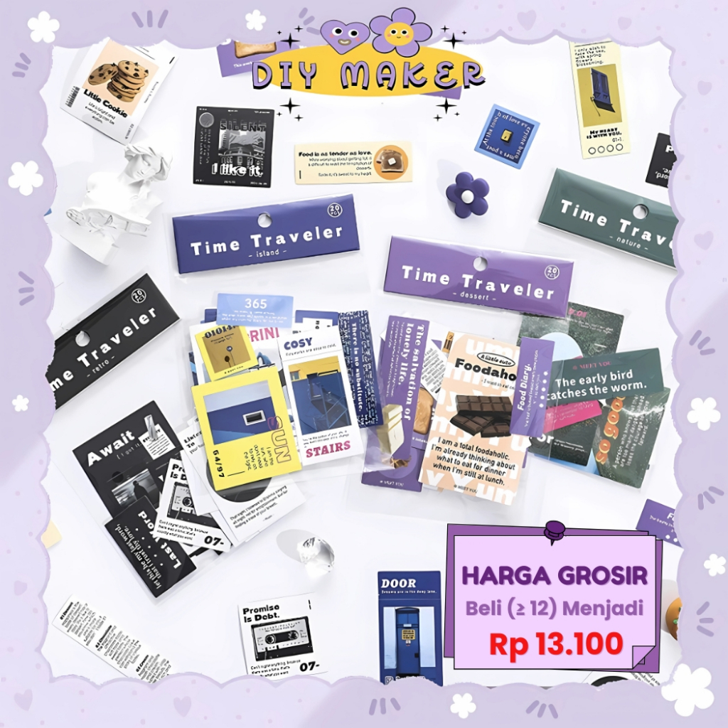 

DM 20 Pcs Stiker Vintage Jurnal Motif Time Traveler Stiker Pack Stiker Waterproof Anti Air - SP13