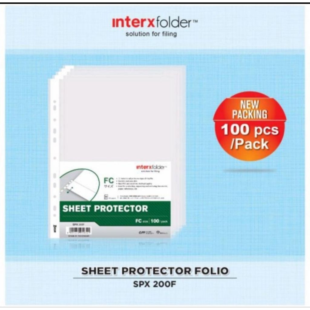 

Sheet Protector Folio F4 Inter x isi 100 Lembar / Plastik FC PP Pocket