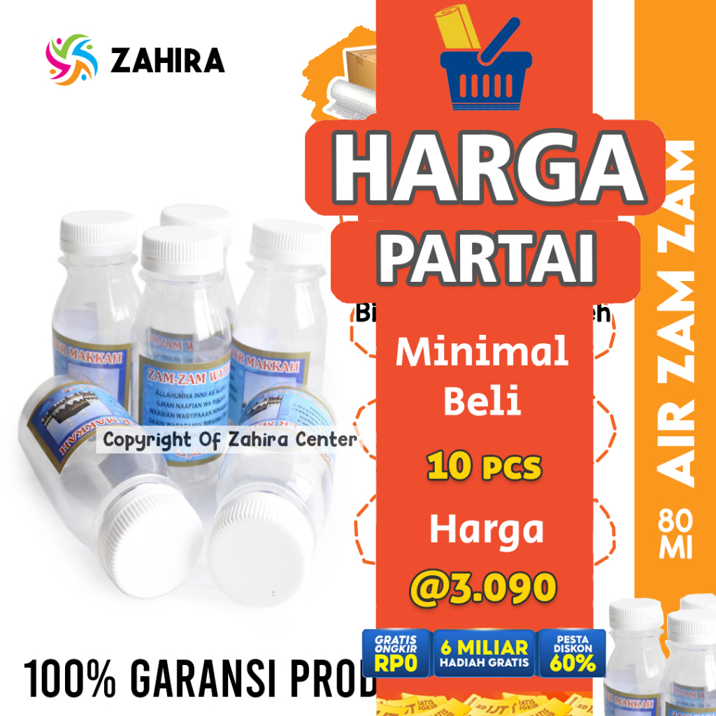 

HARGA PARTAI Min 10 Pcs AIR ZAM ZAM 80ml Kemasan Botol Oleh oleh Haji Umroh Souvenir Arab Saudi