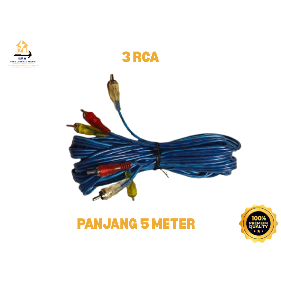Kabel AUX RCA 3 to 3 / Kabel RCA 3 to 3 / Kabel RCA to RCA Panjang 5 meter
