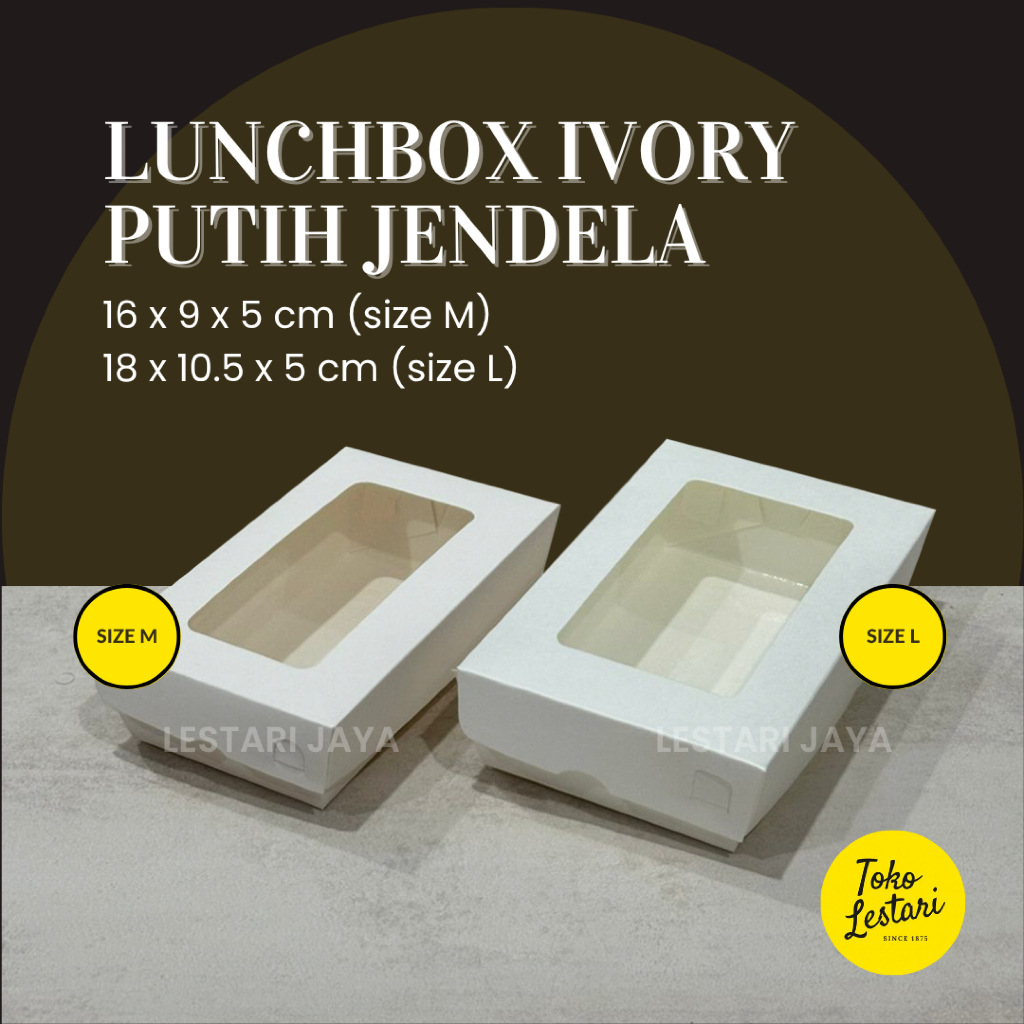 

Paper Lunch Box Ivory Laminasi JENDELA Size M L Siap Pakai Ivory Food Grade / Kotak Makan Kertas Putih Jendela