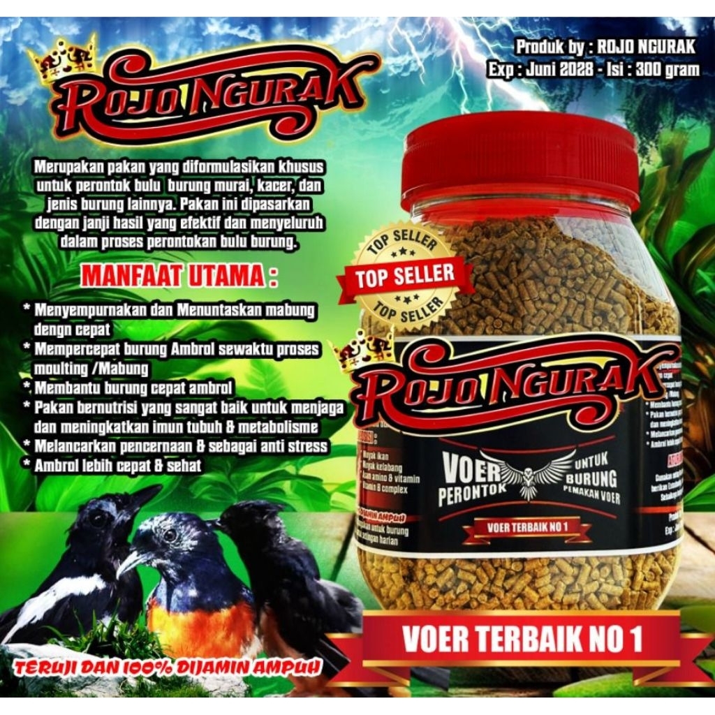 Voer mabung Voer Rojo ngurak raja ngurak solusi burung cepat mabung Voer perontok bulu amrol