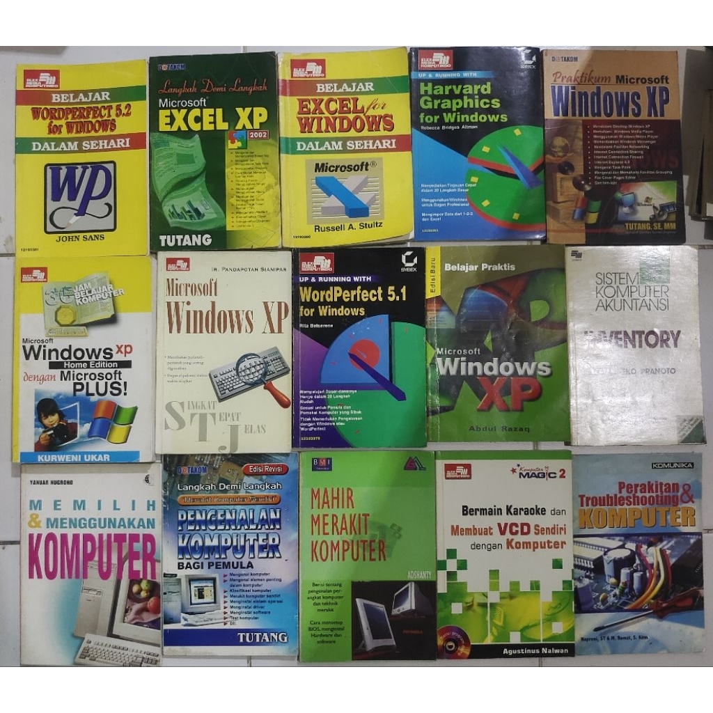 BUKI KOMPUTER & CORELDRAW & WINDOWS WP & EXCEL WINDOWS & AUTOCAD 3D & FLASH MX ORIGINAL