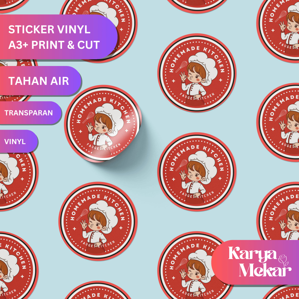 

Cetak Stiker Vinyl Kiss Cut A3+ | Sticker Cutting Label Kemasan Makanan Minuman Online Shop Murah