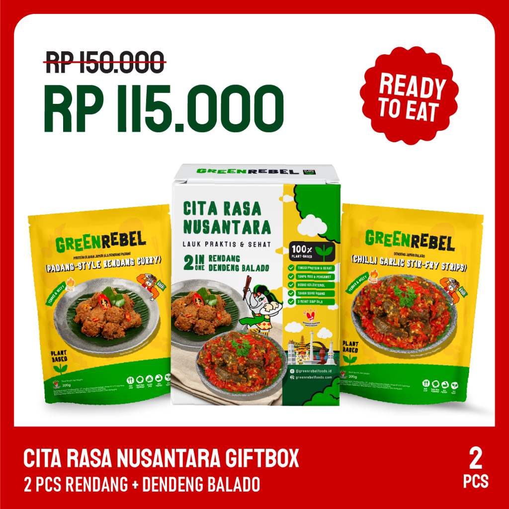 

Hampers Sehat Green Rebel Cita Rasa Nusantara Gift Box - Lauk Sehat | Siap Makan | Ready To Eat