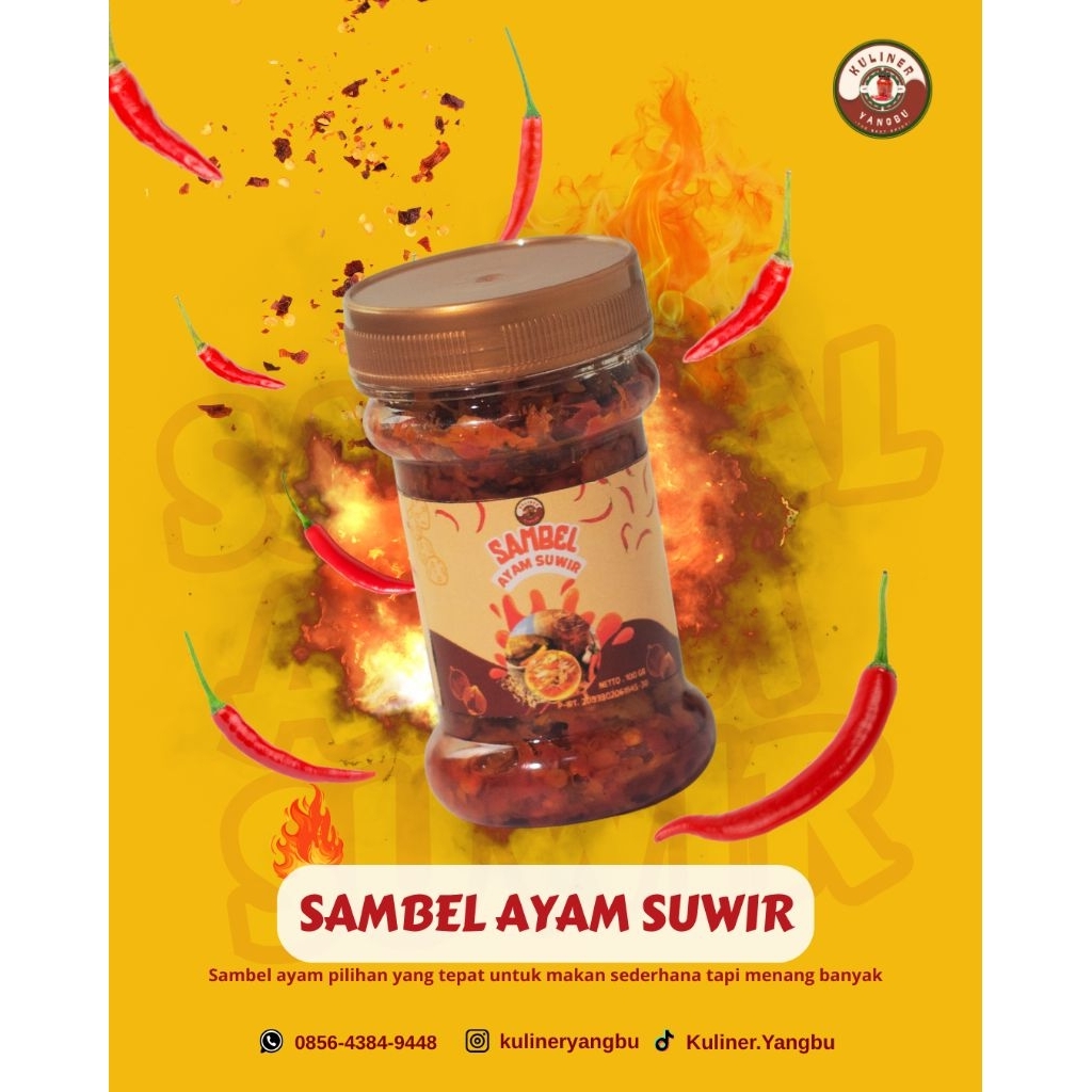

Sambel ayam suwir Kuliner Yangbu pedas asin homemade halal tanpa pengawet sintetis 120/170gr