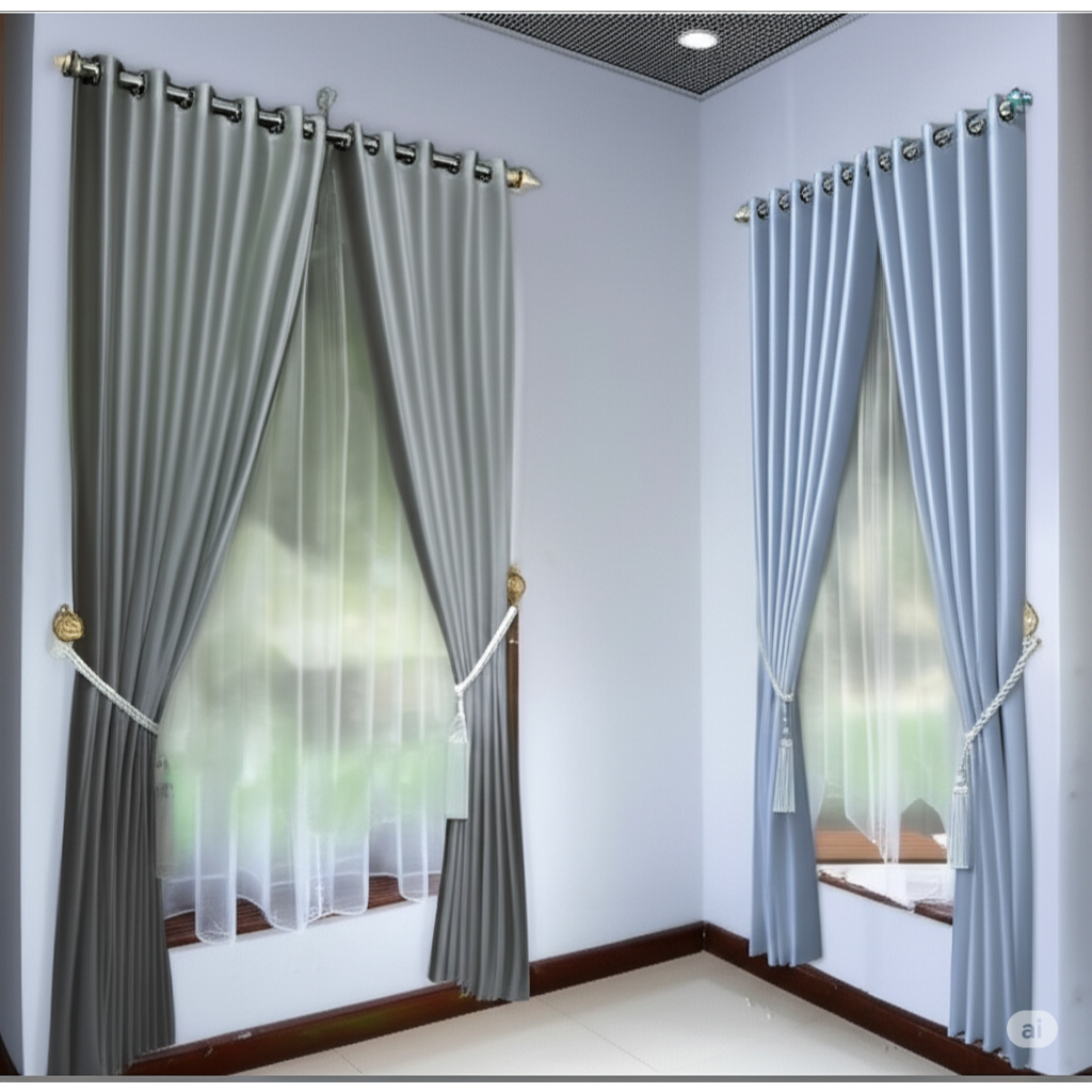 Gorden Blackout Arabella 6-18 Gelombang, T250-270- Jendela Kamar  Polos Mewah Ruang Tamu Kolong Dapu