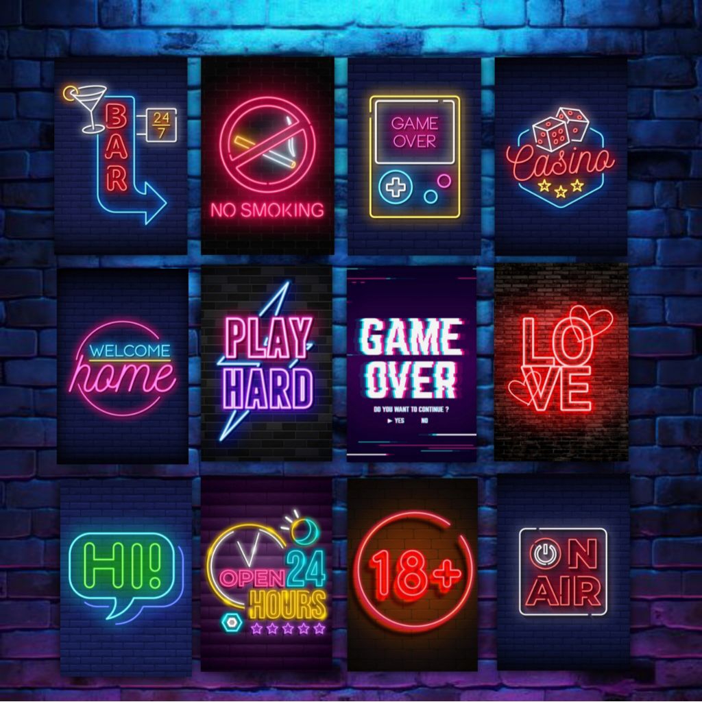 Hiasan dinding poster neon poster gaming minimalis walldecor pajangan dekorasi aesthetic
