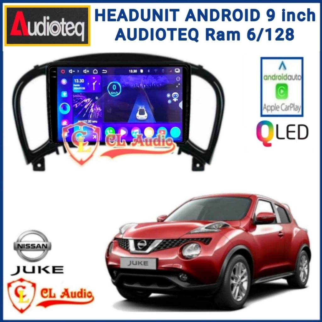 Head Unit Android Audioteq 9 Inch Nissan Juke Ram 6/128GB
