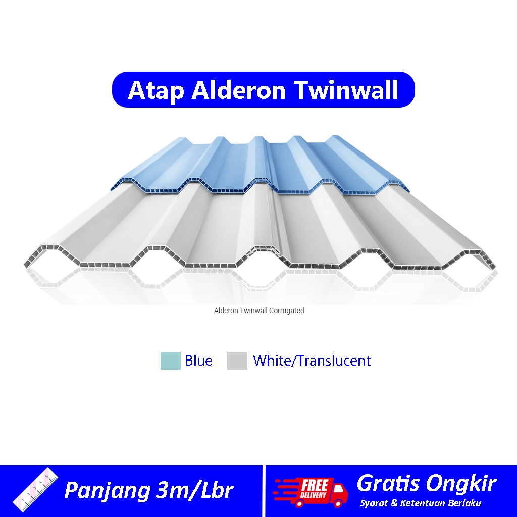 Alderon Atap uPVC / Atap Alderon / Alderon Twinwall Corrugated - 3 Meter