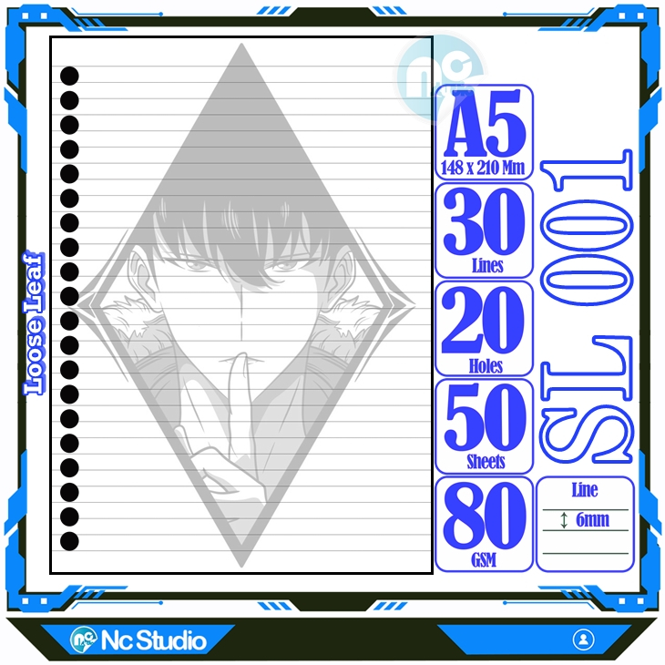 

Loose leaf Kertas binder A5 Isi 50 Lembar Polos karakter Solo Leveling Anime sun jin woo kartun autestic autestik Estetik Buku Refil isi ulang lucu warna warni bergambar garis Repil