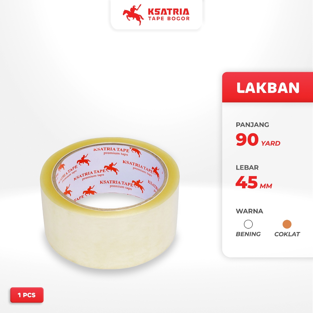 

Lakban Bening 45mm x 90 Yard OPP Tape Isolasi Ukuran 45x90 Putih Perekat Murah Solatip Ksatria Tape