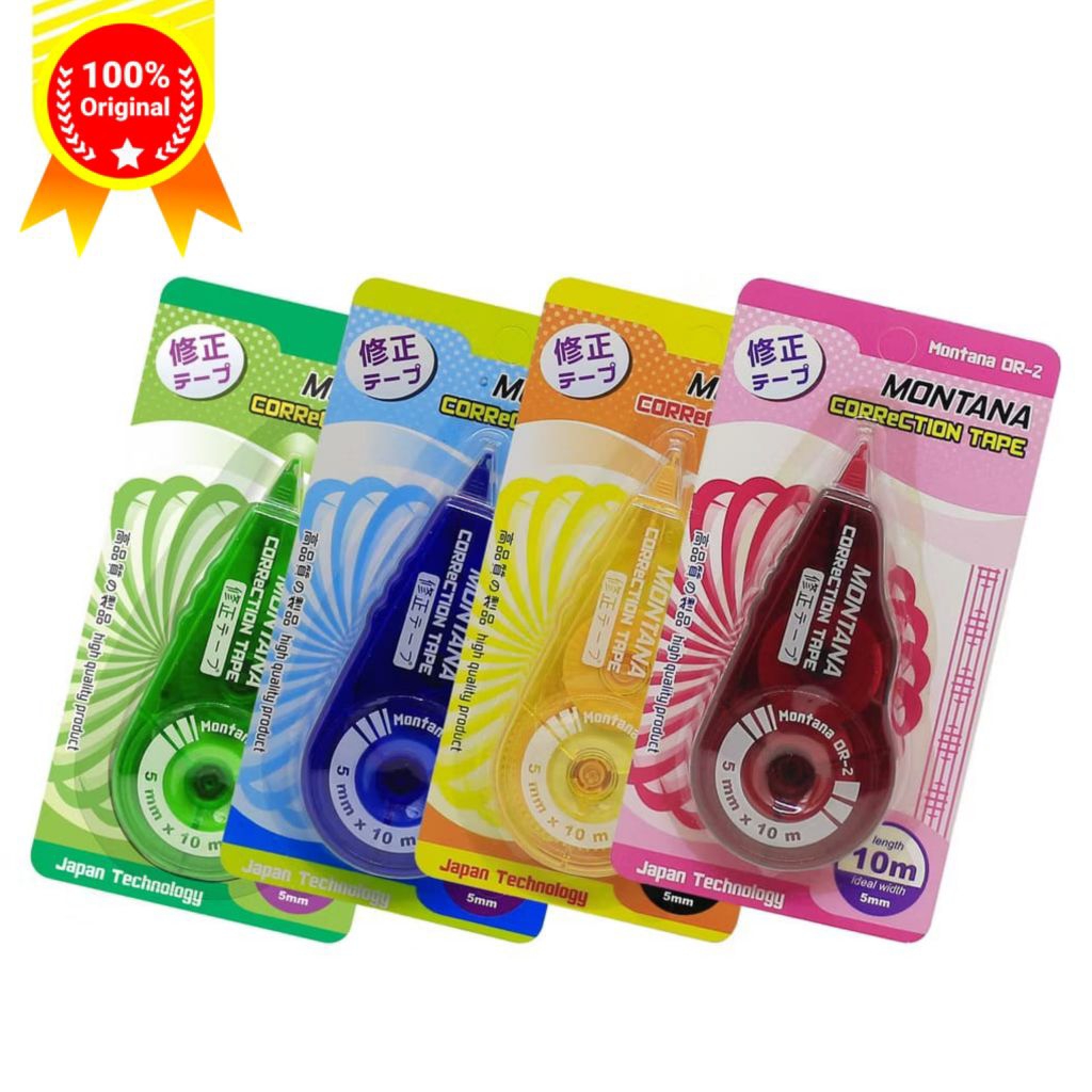 

Corection Tape Pita Koreksi MONTANA 0.3 mm / Tipe-X Kertas Isi 12/box / OR-02