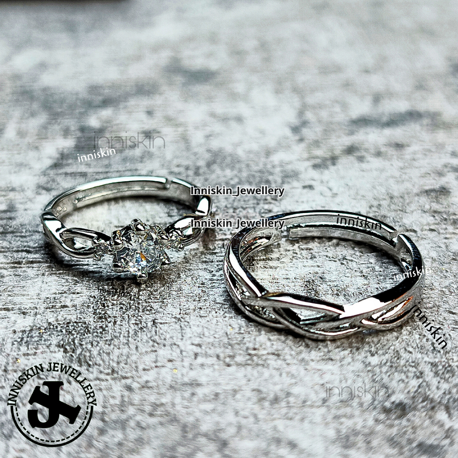 Cincin Couple Stainless Steel Diamond / Cincin Tunangan / Cincin Nikah / Cincin Pacaran / Cincin Dia