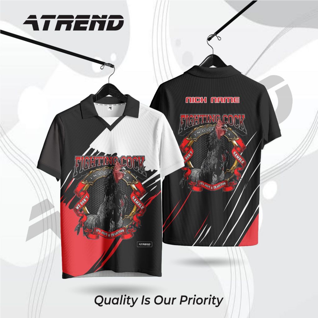 ATREND AT155 JERSEY AYAM JAGO FULL PRINTING KAOS ADU AYAM BANGKOK / JERSEY RETRO / TERMURAH COD