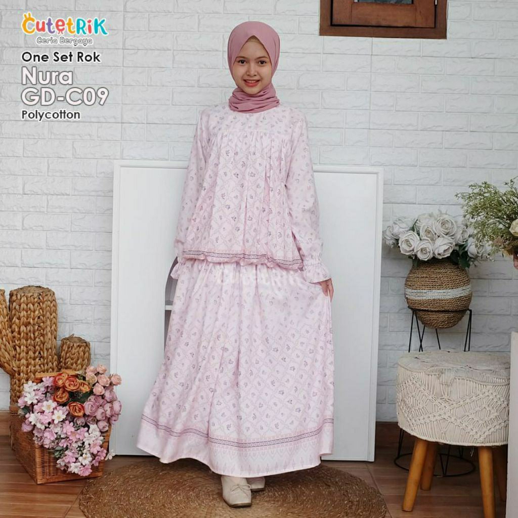 Best Seller | Korean Style | Set Rok Nura Cutetrik Anak dan Remaja