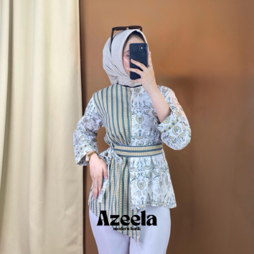 Atasan Batik Wanita Blouse Batik Puffy Peplum Blus Maharani Batik Baju Kerja Wanita Modern songket