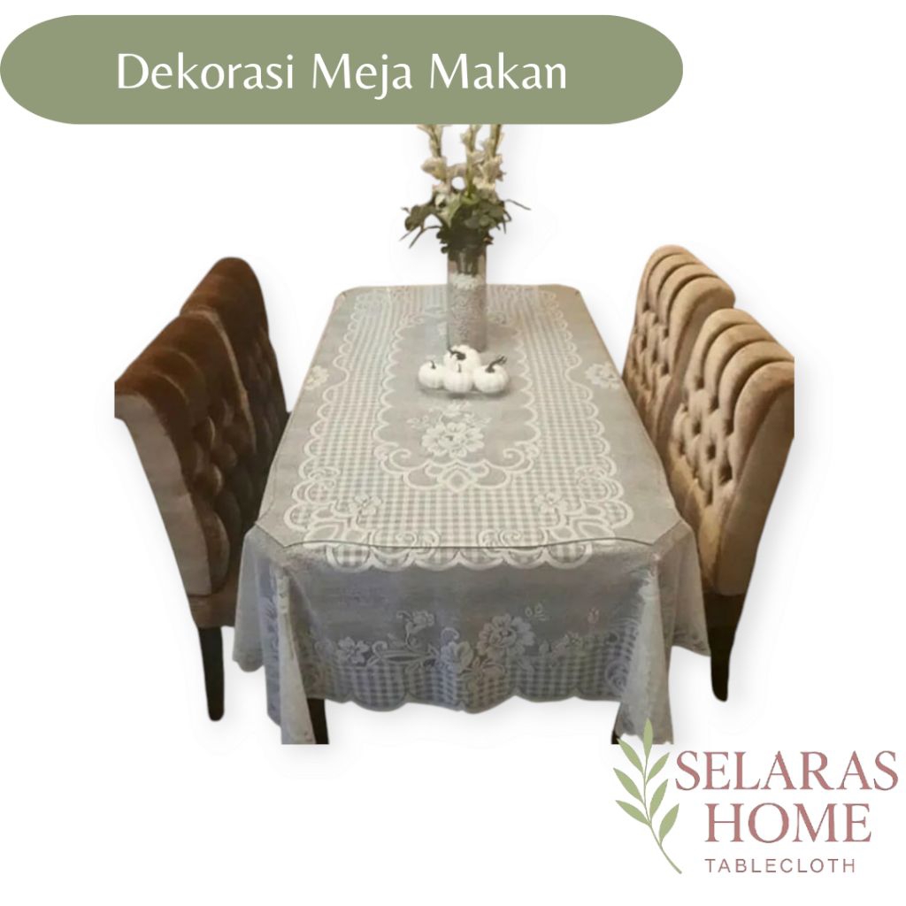 COD TAPLAK MEJA MAKAN taplak meja makan 6 kursi ukuran 150x230cm taplak meja makan persegi taplak me