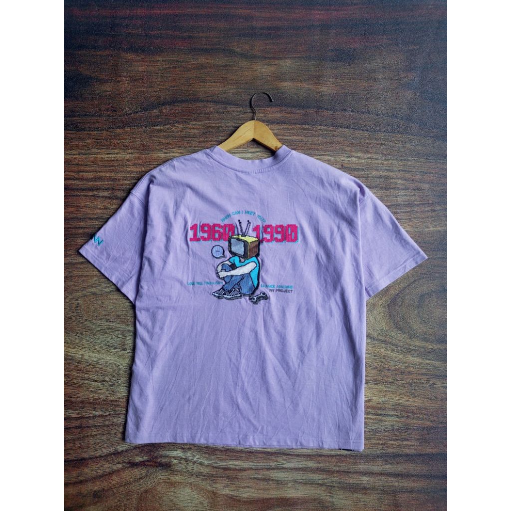 T-SHIRT KAOS WV PROJECT TK-TOWN ART BORDIR RAJUT MIX PRIA SECOND PRELOVED