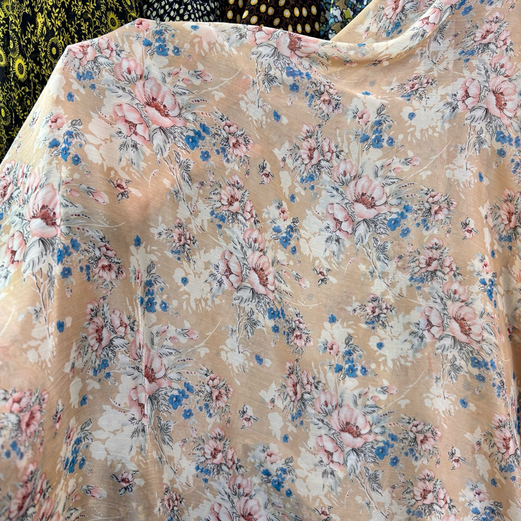 Kain Sifon Sutra Motif Bunga – Bahan Ringan & Flowly untuk Gamis / Blouse lq