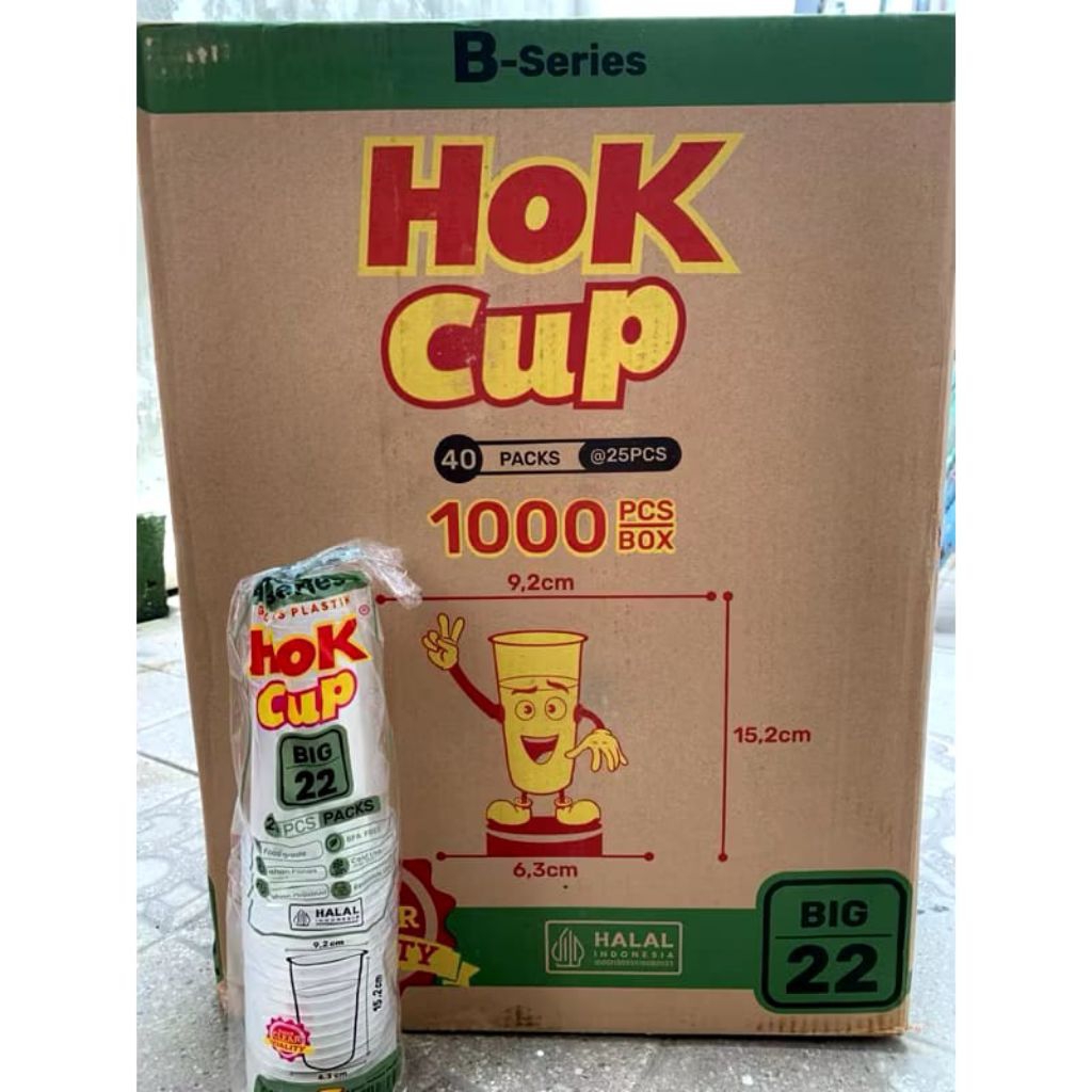 

[1 Dus/1000 pcs] Gelas Plastik Hok 22 oz Standar /Gelas Plastik Kopi Gelas Plastik Tahan Panas / Gelas Plastik Anti Bocor / Gelas Plastik Tebal / Gelas Plastik Es Teh ,, Merek Hok Cup 22 oz Standar