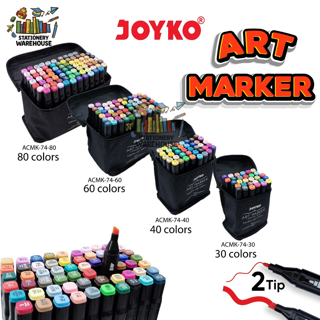

Art Marker Spidol Penanda Seni Berwarna Joyko ARMK-74 30 40 60 80 WARNA