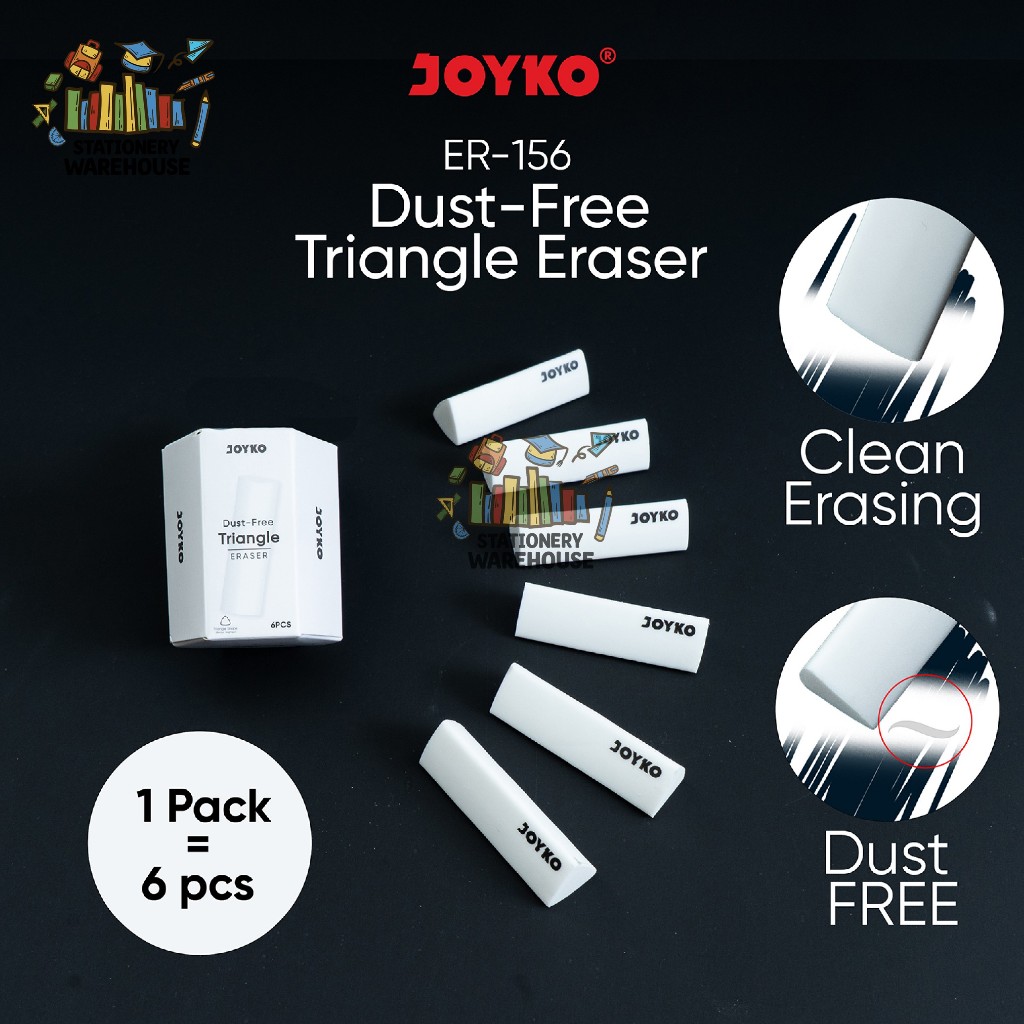 

Penghapus JOYKO Eraser ER-156 Triangle Eraser 1 Set Isi 6 Pcs
