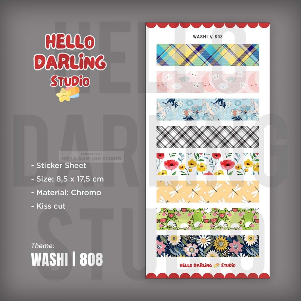 

Sticker Journal Pattern Washi Tape Style. Sticker Sheet Journaling Scrapbook Deco. Kiss Cut. Washi 808.