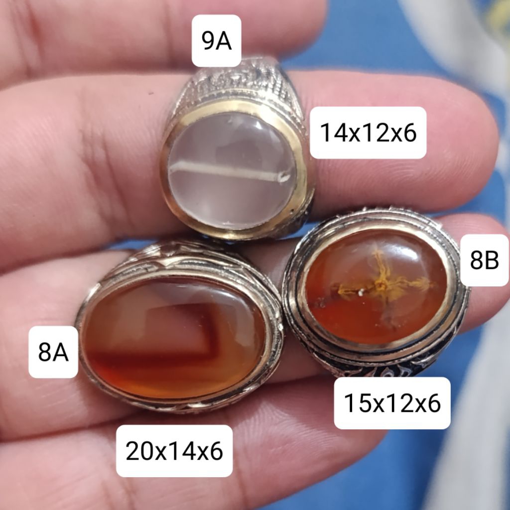 CA 143 Cincin Akik Motif angka 7, tapak jalak, dan susup sodo lanang Asli Natural