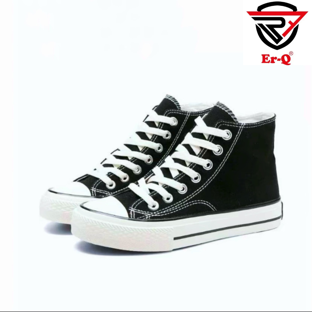 Er-Q - SEPATU  HITAM PUTIH TINGGI PRIA WANITA / SEPATU HITAM PUTIH BOOOTS COWOK CEWEK