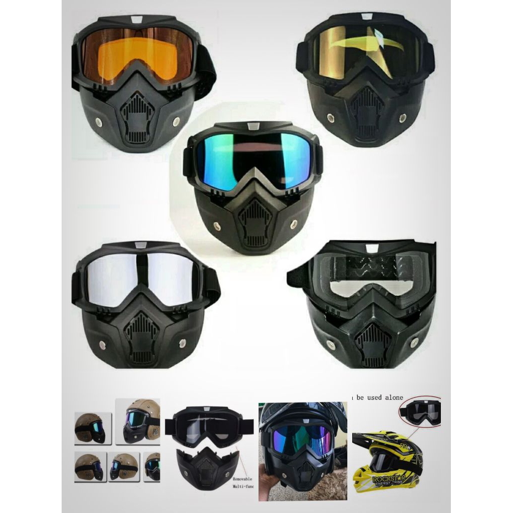 Topeng helm mask tactical googl goggle mask penutup kaca helm retro