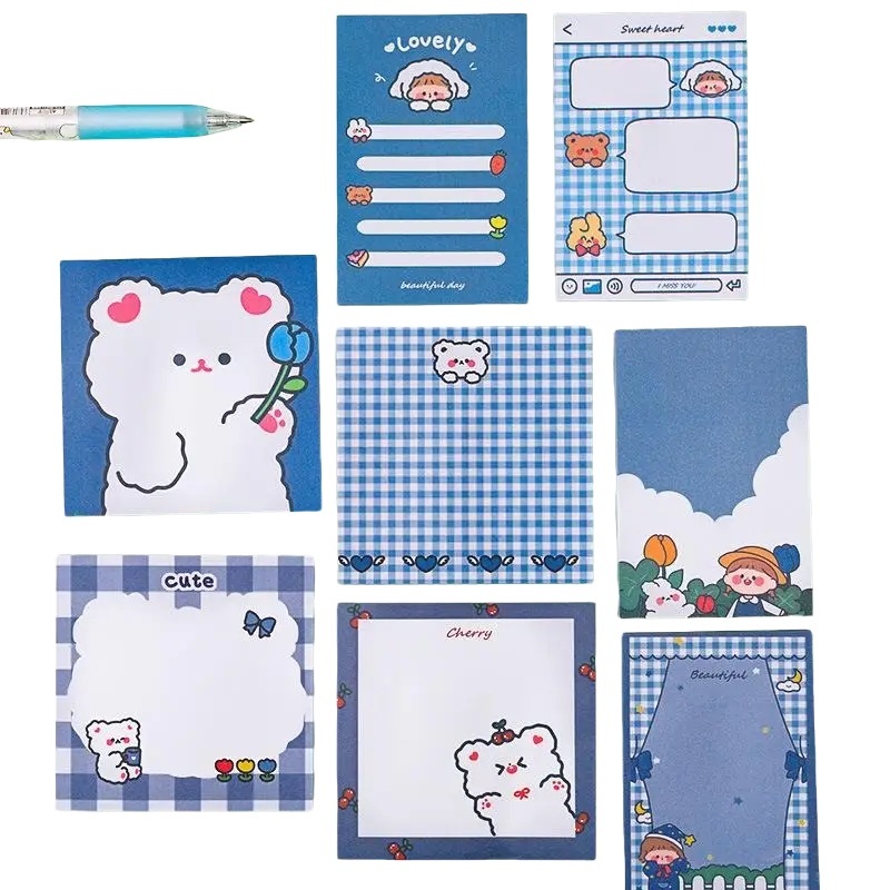 

333 - Memo Sticky Notes isi 80 Lembar - Notes Fancy Kertas Catatan Tempel Cute Bear Cartoon