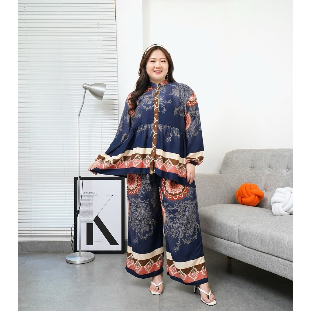 MILEA SETELAN RAYON JUMBO LD 140 CM/ONE SET JUMBO WANITA BABYDOLL CELANA KULOT