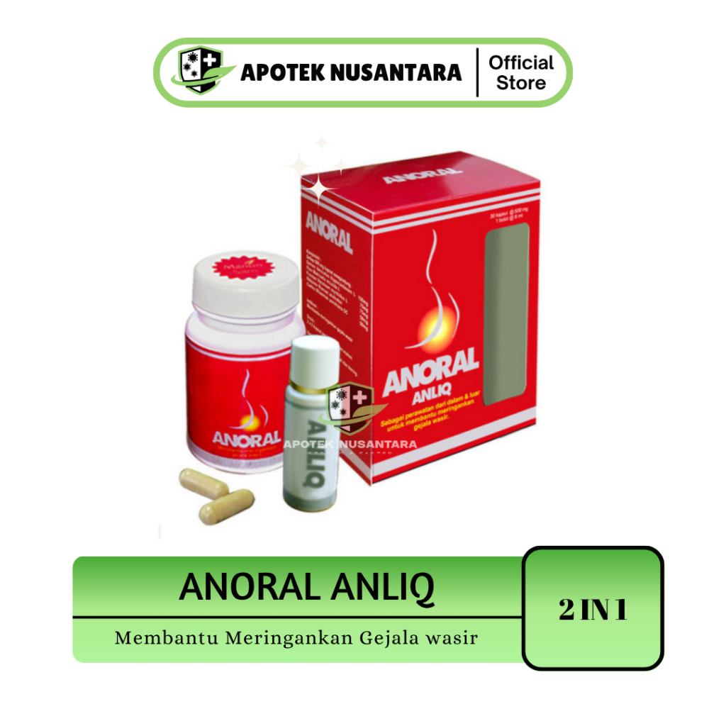 ANORAL KAPSUL 30'S + ANLIQ 8 ML | OBAT WASIR, AMBEIEN, AMBEYEN