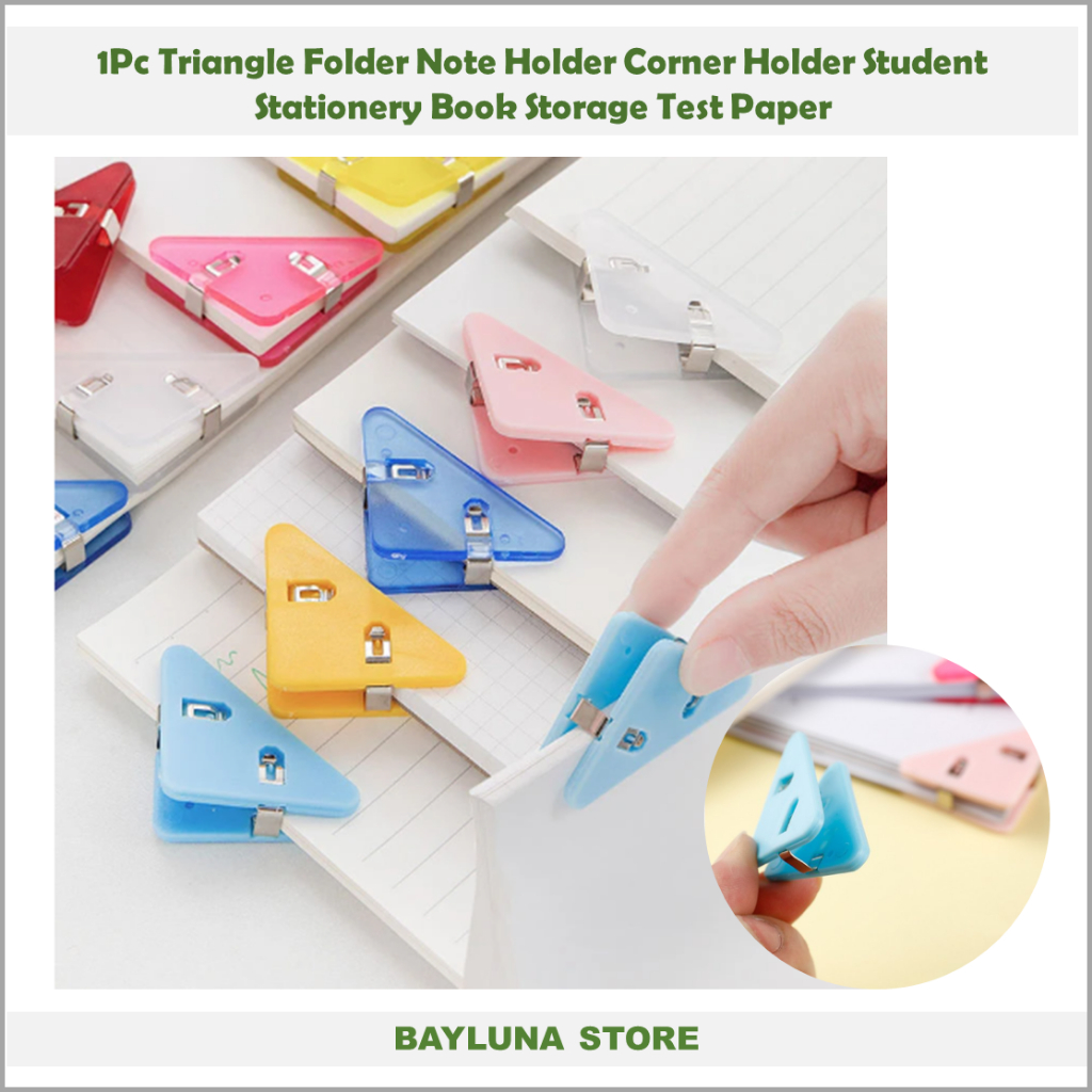 

Bayluna [TERSEDIA HARGA GROSIR] 1Pc Triangle Clip Transparent or Solid Color, Clip for Folder Note Holder Corner Holder Student Stationery For Book Storage Test Paper