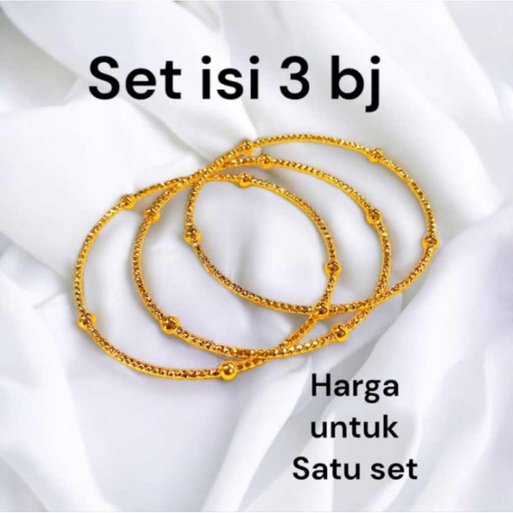 Promo gelang tangan keroncong biji lada wanita dewasa isi 3 pcs titanium anti luntur anti karat fash