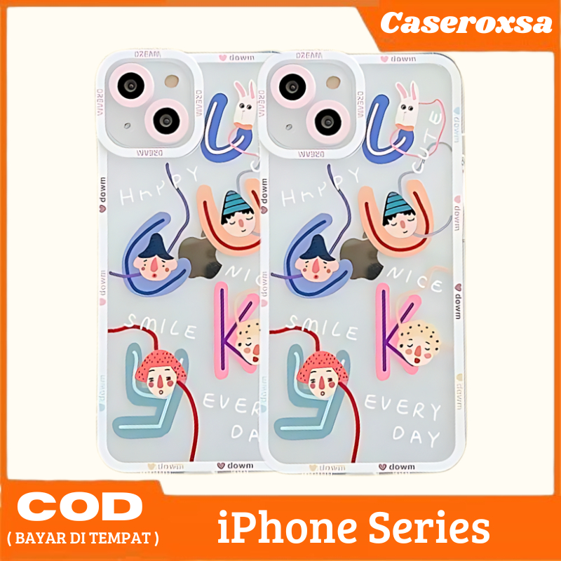 Case iPhone X XS XR 11 12 Pro 12 Pro Max Casing Cute Lucky Down Station Silicon Transparant Premium