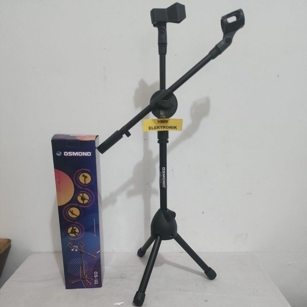 stand mic pendek tripod mik cagak mikrofon pendek Osmond OS 111 free 2 holder