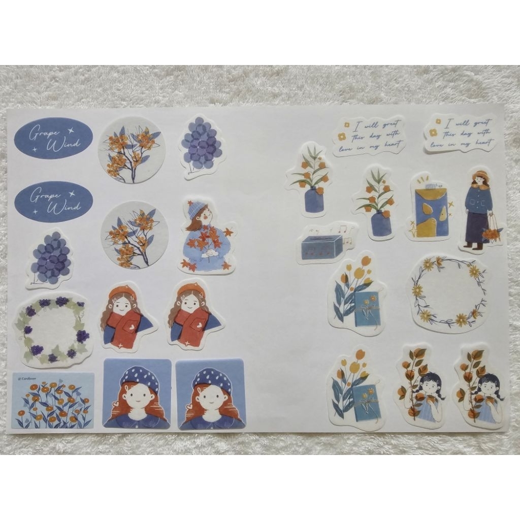 

(Baca Deskripsi) Letter To Maple Leaf Blue Winter Theme Sticker Flakes