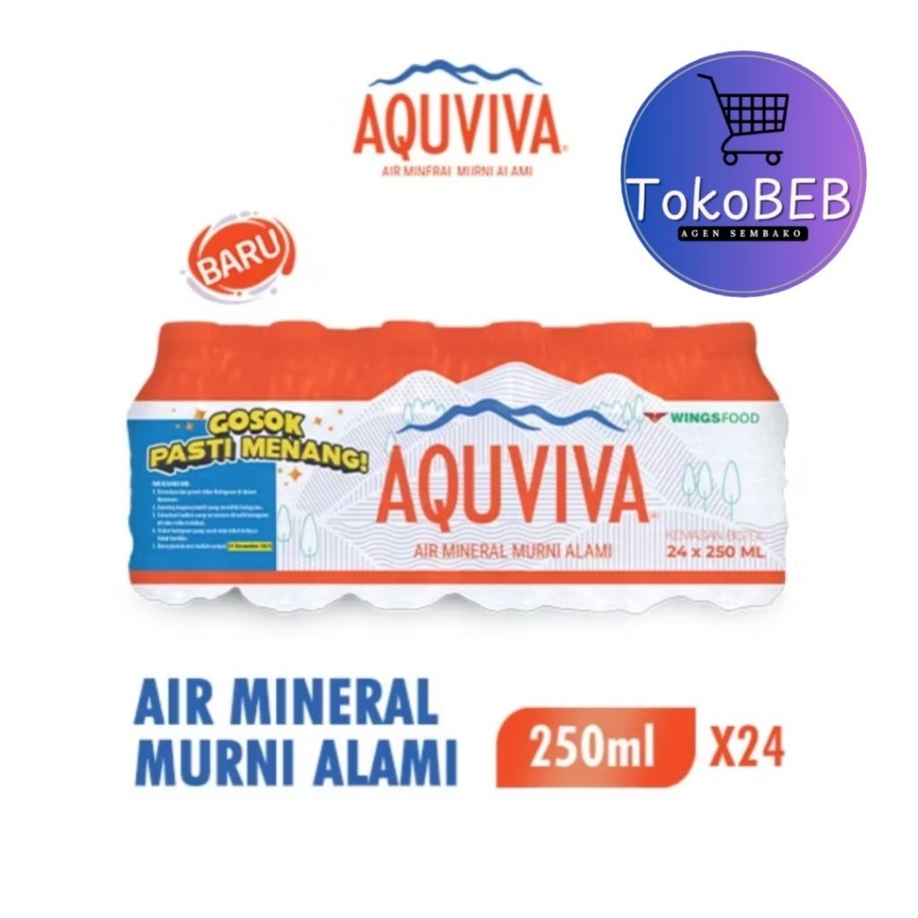 

AQUVIVA Air Mineral 250ml 1 pack isi 24 botol / GROSIR DUS/ TOKOBEB
