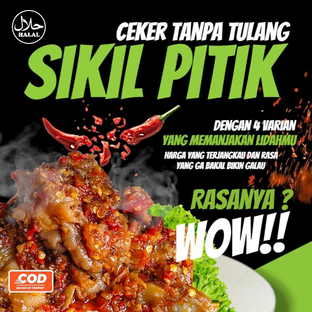 

Ceker tanpa tulang sikil pitik 4 varian sambal pedas 150gram