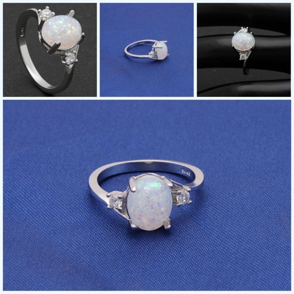Cincin Batu Opal Kalimaya Wanita Mewah/Cincin Wanita Fashion Silver  Ring Batu Kalimaya Love Minimal