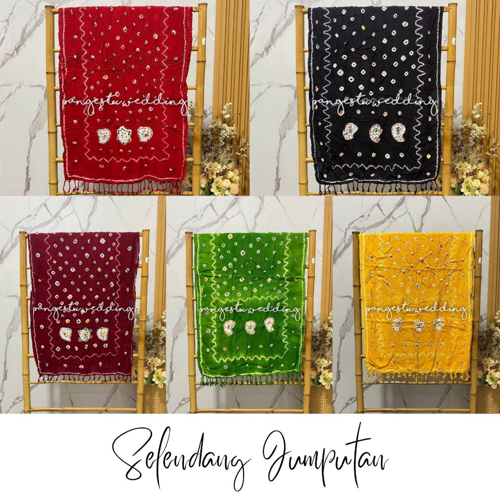 Selendang Jumputan Pelengkap Kebaya - Syal Batik Jumputan Solo