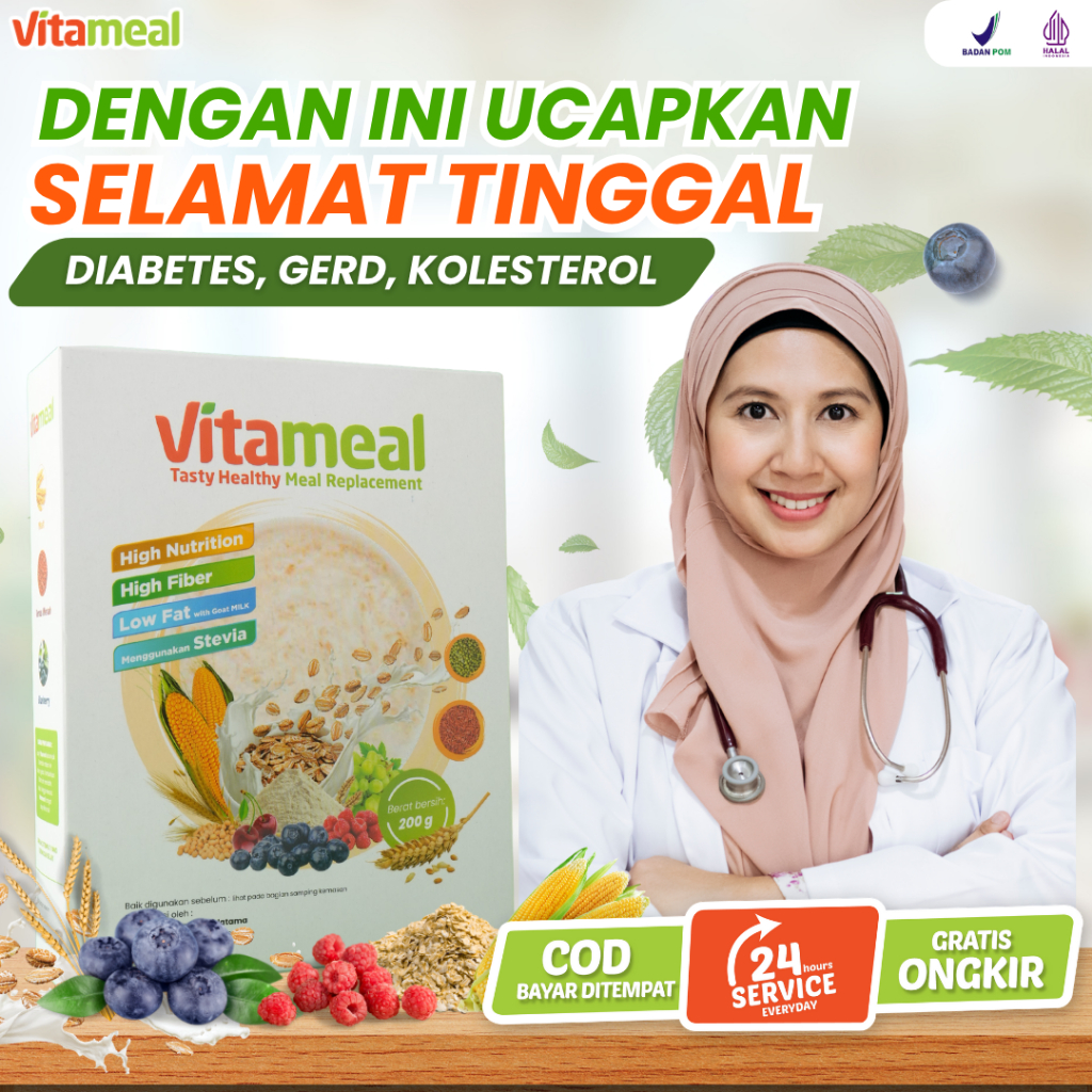 

[AMPUH] Vitameal Sereal Sehat Paket Sarapan Sehat Masalah Hipertensi Asam Lambung Dan Kolestrol Diabetes Turunkan Gula Darah Cegah Diabetes. Redakan Asam Lambung Maag GERD VITAMIEAL SUPERFOOD