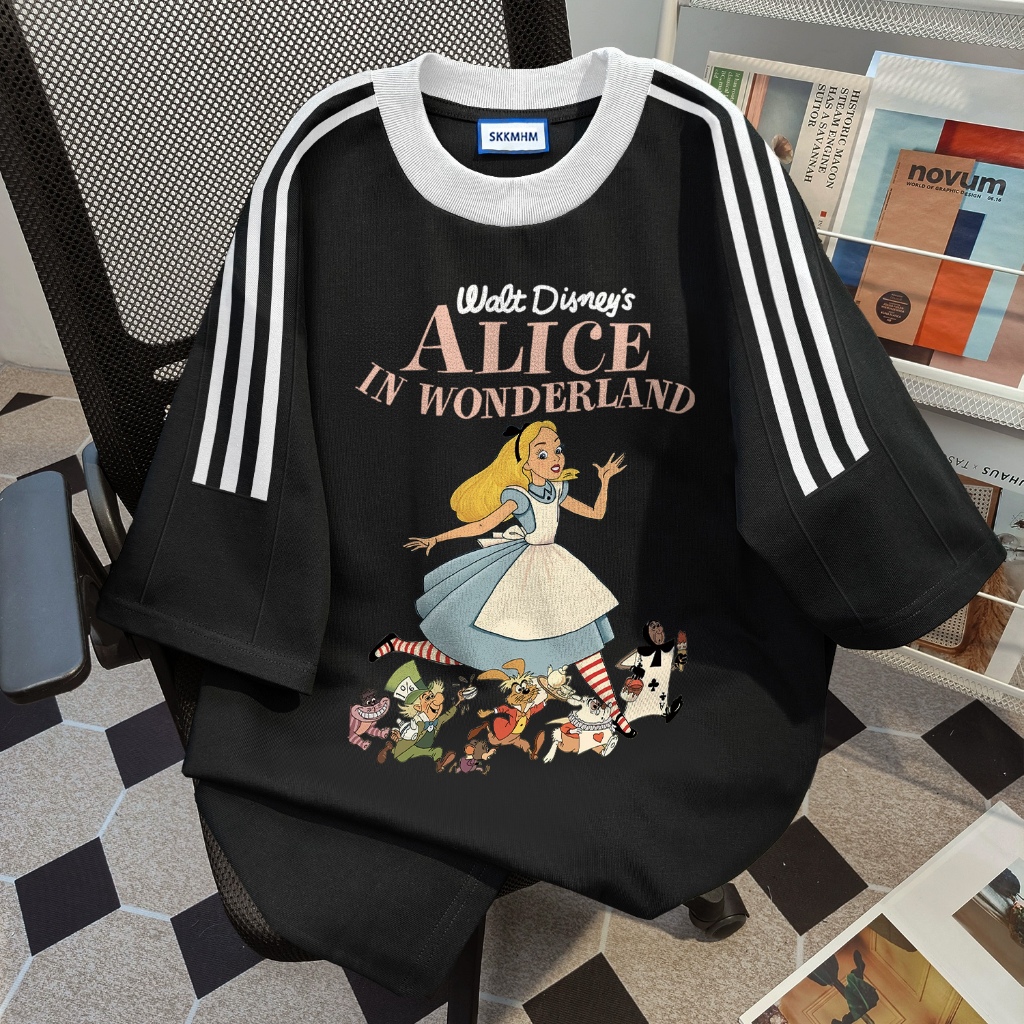 SEZO Baju Wanita Putih Black Kaos Premium Lengan Pendek Oversize Kemeja Lengan Pendek Hitam Tiga Gar