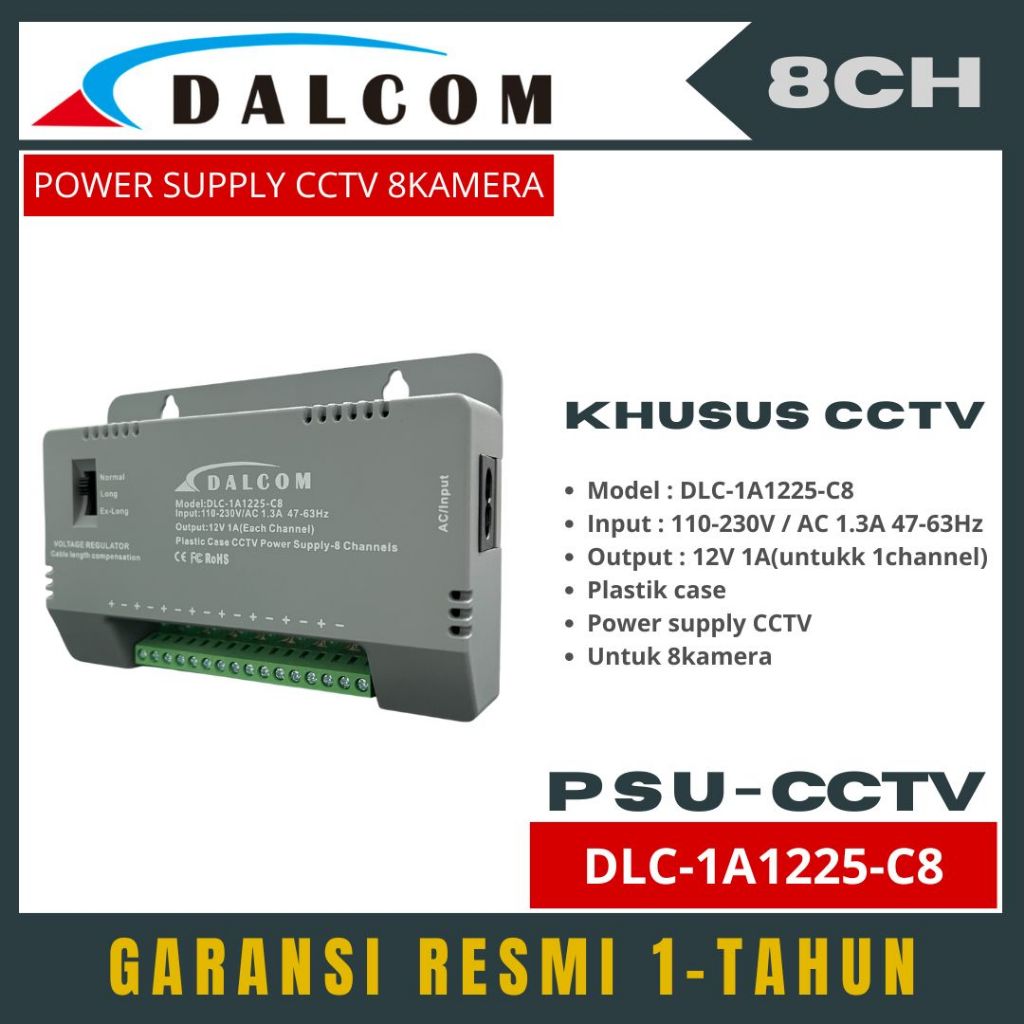 POWER SUPPLY CCTV DALCOM 8 CHANNEL PSU